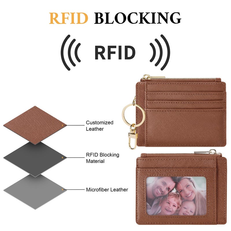 Sodsay Card Case Slim Front Pocket Wallet for Women Credit Card Holder with Keychain(CH Deep Brown) - Image 5